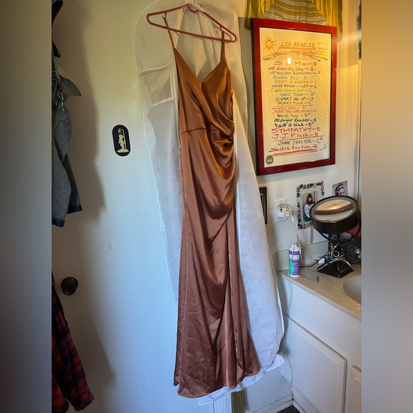 Revelry Copper Satin Maxi Dress - Picture 5 of 5